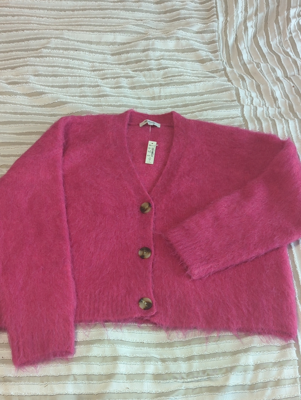Madewell Brushed Alpaca Wool V Neck Drop Shoulder Oversized Button Cardigan Sm